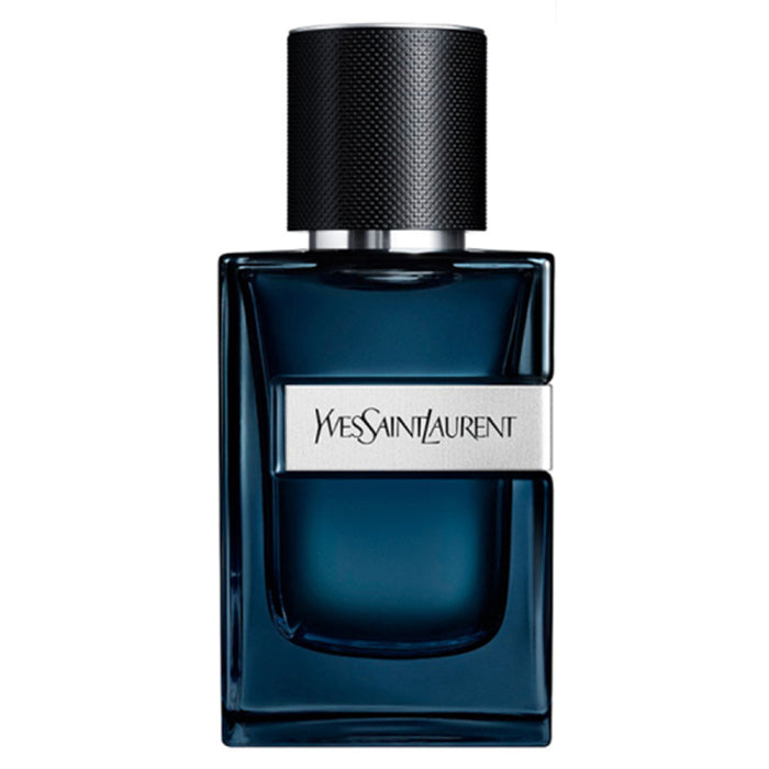 a blue bottle of perfume on a white background