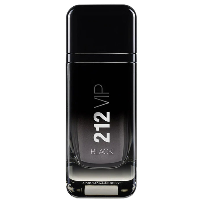 a black bottle of perfume on a white background