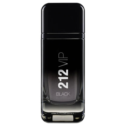 a black bottle of perfume on a white background