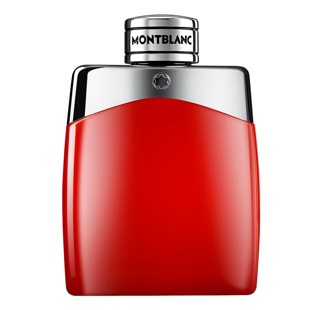 a red bottle of montblanc on a white background