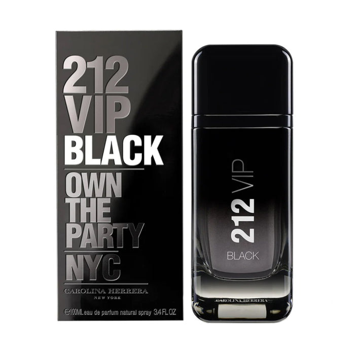 a black cologne bottle next to a black box