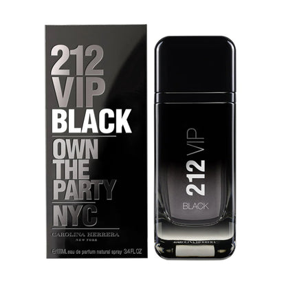 a black cologne bottle next to a black box